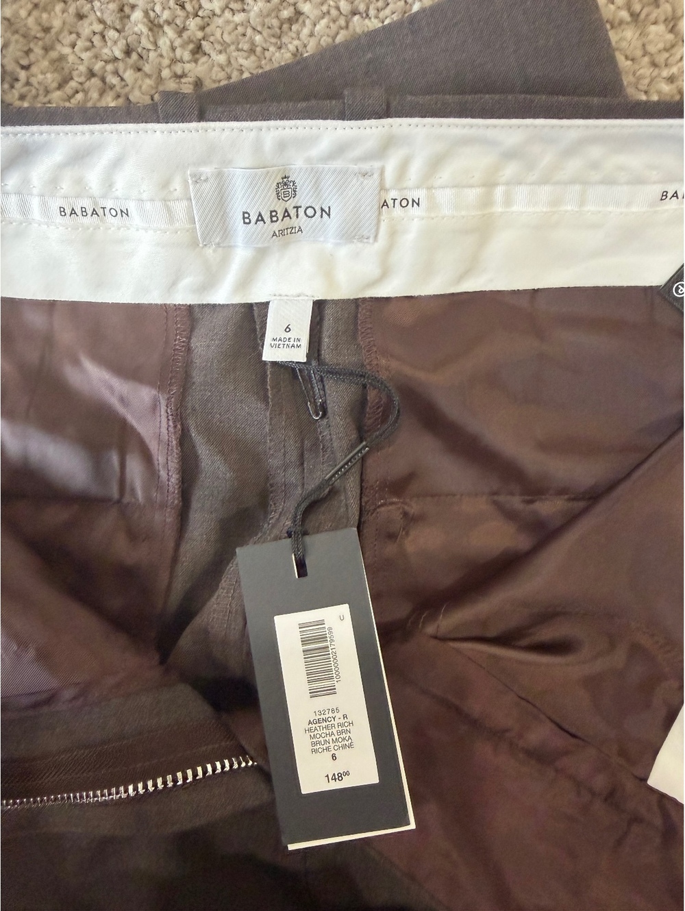 Babaton Aritzia Heather Rich Mocha Brown Agency Dress Pants Size 6 - Picture 6 of 7